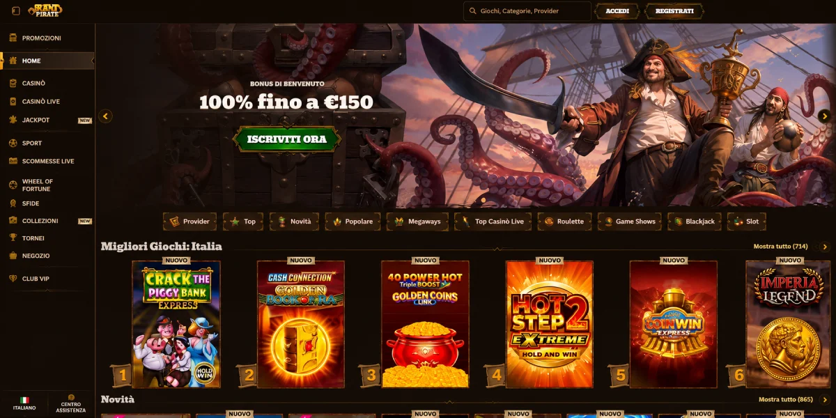 Fatpirate casino homepage e bonus di benvenuto